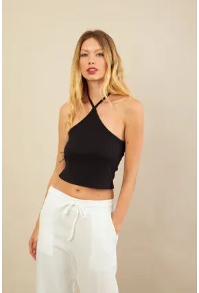 Kadın Siyah Boncuk Detaylı Sırtı Açık Bluz LPP1245-90