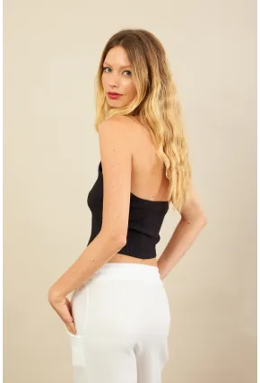 Kadın Siyah Boncuk Detaylı Sırtı Açık Bluz LPP1245-90