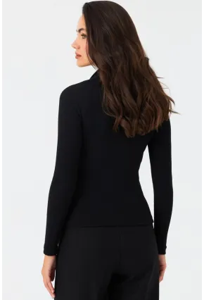 Kadın Siyah Boyun Bağlamalı Kaşkorse Bluz EY2986