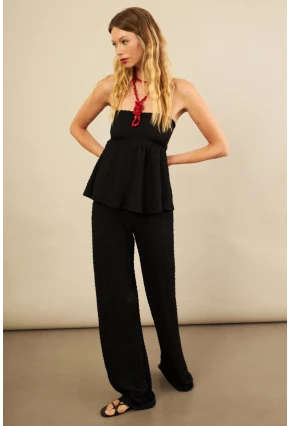 Kadın Siyah Bubble Alt Üst Takım FLU337