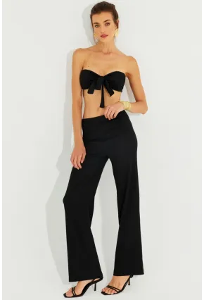 Kadın Siyah Büstiyerli Pantolon Takım YEL221225