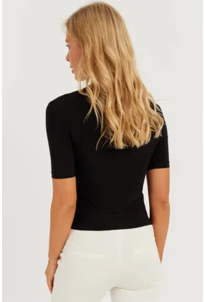 Kadın Siyah Büzgülü Bluz YZ623
