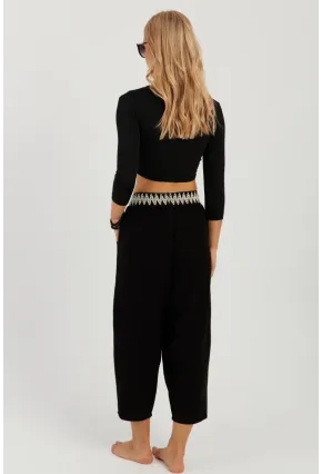 Kadın Siyah Cepli Şalvar Pantolon ÖM1203