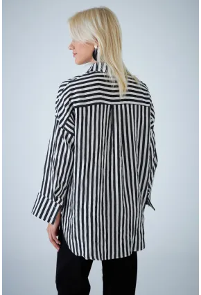Kadın Siyah Çizgili Gömlek ELN600