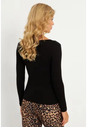 Kadın Siyah Dantel Detaylı Bluz EY2870