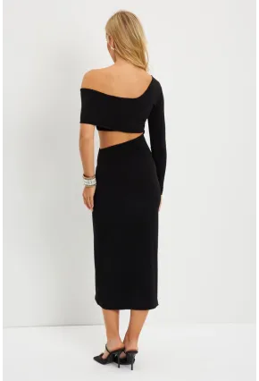 Kadın Siyah Dekolteli Midi Elbise MEN2046