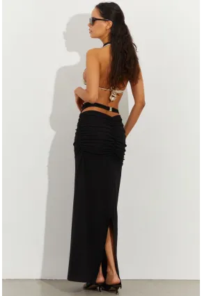 Kadın Siyah Drapeli Etek B224