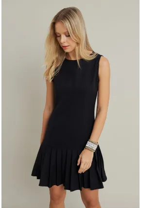 Kadın Siyah Etegi Pileli Mini Elbise FRY2265
