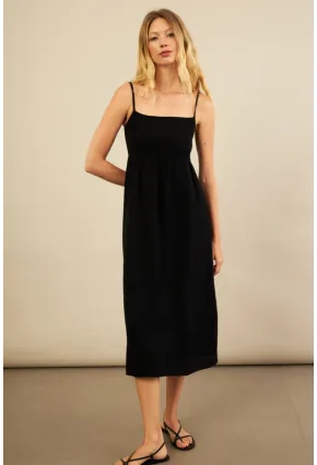 Kadın Siyah Gipeli Midi Müslin Elbise YEL221685