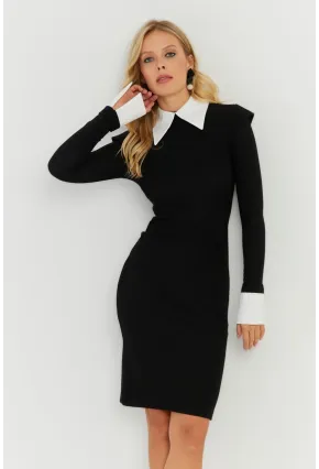 Kadın Siyah Gömlek Detaylı Midi Elbise RMZ21238