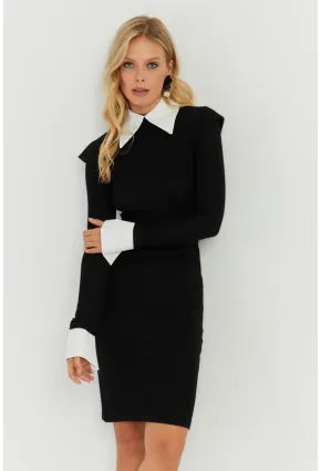 Kadın Siyah Gömlek Detaylı Midi Elbise RMZ21238
