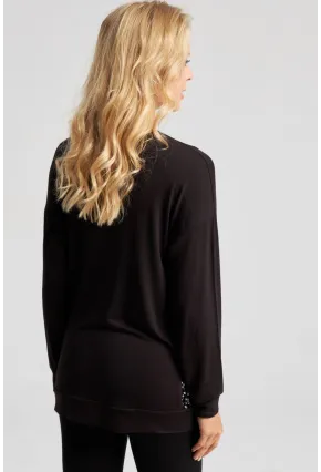 Kadın Siyah-Gümüş Payetli Uzun Bluz ST3124