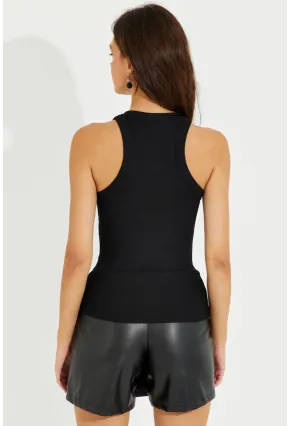 Kadın Siyah Halter Yaka Bluz LPP1233