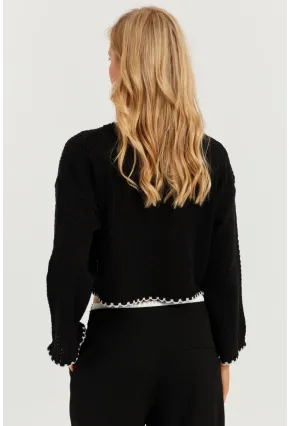 Kadın Siyah İncili Triko Bluz MİW7561