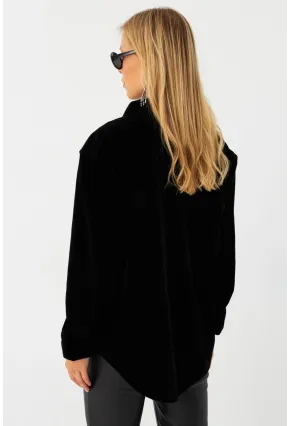 Kadın Siyah Kadife Gömlek CAR1074