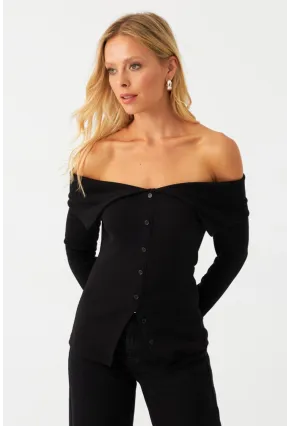 Kadın Siyah Kaşkorse Bluz RLO3032-9