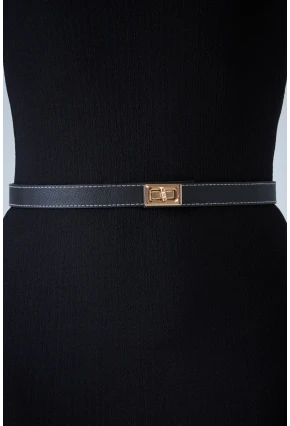 Kadın Siyah Kilit Tokalı Kemer VEA080