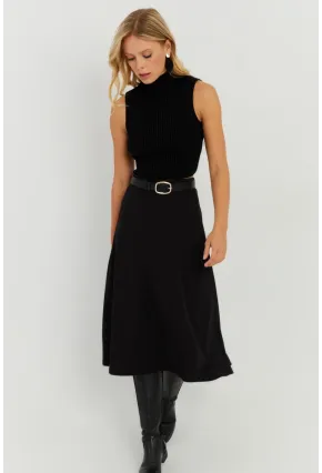 Kadın Siyah Kloş Midi Etek LV173