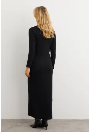 Kadın Siyah Kruvaze Maxi Elbise COL31