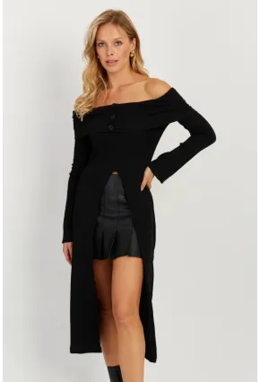 Kadın Siyah Madonna Yaka Tunik EY2710