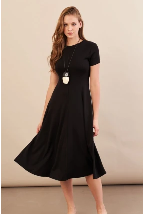 Kadın Siyah Midi Çan Elbise DMR461