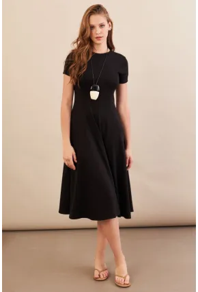 Kadın Siyah Midi Çan Elbise DMR461