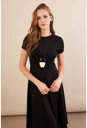 Kadın Siyah Midi Çan Elbise DMR461