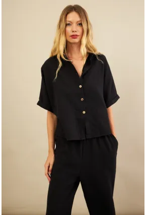Kadın Siyah Müslin Gömlek BTY101