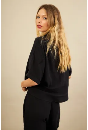 Kadın Siyah Müslin Gömlek BTY101