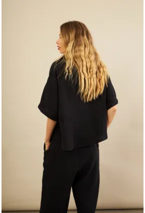 Kadın Siyah Müslin Gömlek BTY101
