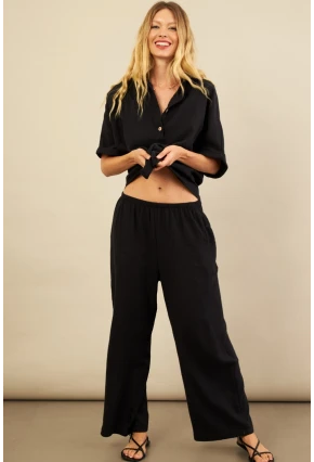 Kadın Siyah Müslin Pantolon BTY102