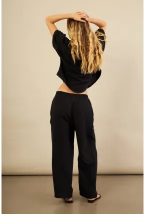Kadın Siyah Müslin Pantolon BTY102