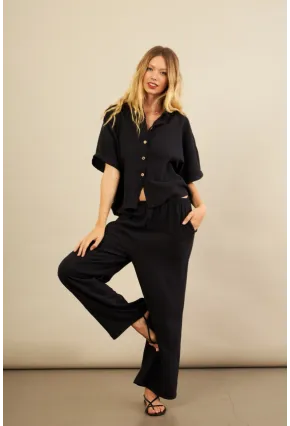 Kadın Siyah Müslin Pantolon BTY102