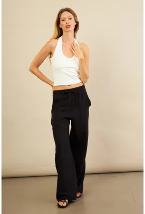Kadın Siyah Müslin Pantolon FRO1004