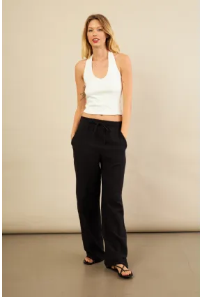Kadın Siyah Müslin Pantolon FRO1004