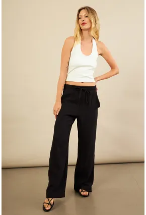 Kadın Siyah Müslin Pantolon FRO1004