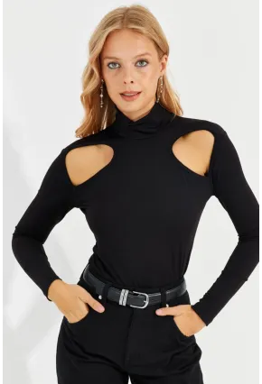 Kadın Siyah Pencereli Bluz MEN2014