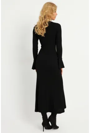 Kadın Siyah Pencereli Kaşkorse Midi Elbise EY2907