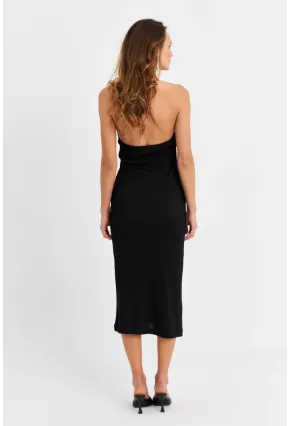 Kadın Siyah Pencereli Kaşkorse Midi Elbise EY3063