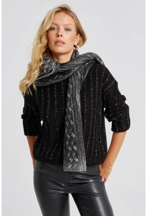 Kadın Siyah Pullu Triko Bluz SF2527