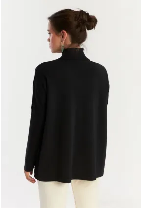 Kadın Siyah Salaş Triko Bluz YV289