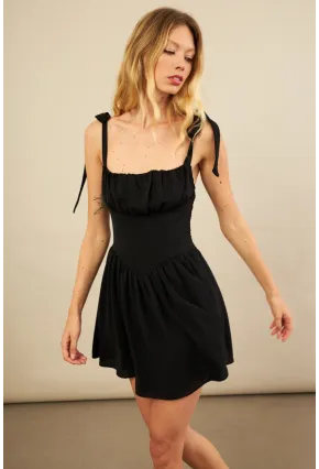 Kadın Siyah Sırtı Gipeli Mini Elbise YEL221688