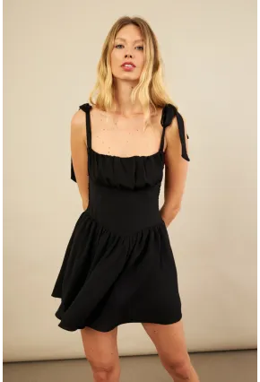 Kadın Siyah Sırtı Gipeli Mini Elbise YEL221688