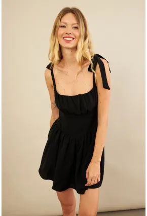 Kadın Siyah Sırtı Gipeli Mini Elbise YEL221688