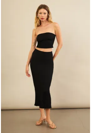 Kadın Siyah Straplez Alt Üst Bubble Takım FLU340