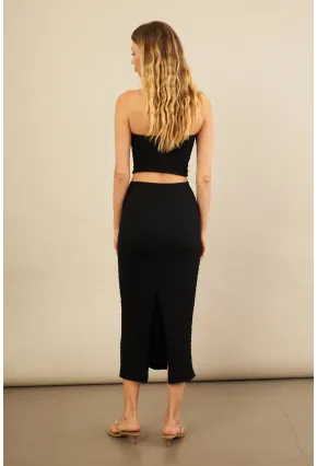 Kadın Siyah Straplez Alt Üst Bubble Takım FLU340