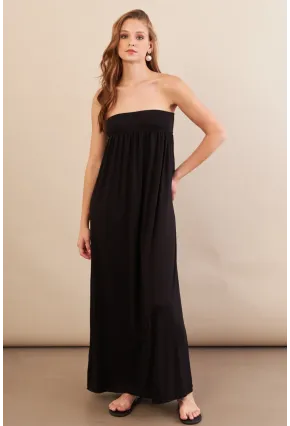 Kadın Siyah Straplez Midi Elbise EY3111