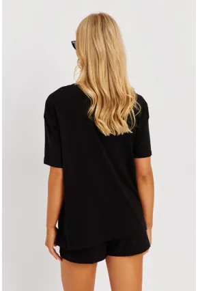 Kadın Siyah Taşlı Bluz SGT401