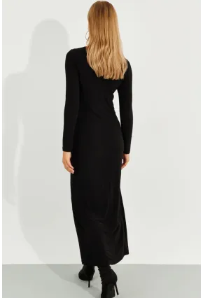 Kadın Siyah Tokalı Anvelop Maxi Elbise BK272020