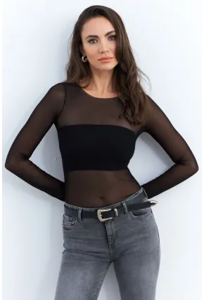 Kadın Siyah Transparan Bluz CY350